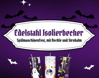 Sweet & Spooky Monsters | 590-ml-Edelstahlbecher mit Deckel und Strohhalm | Isolierend | spülmaschinenfest | Eternally Eerie Emporium