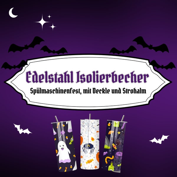 Sweet & Spooky Monsters | 590-ml-Edelstahlbecher mit Deckel und Strohhalm | Isolierend | spülmaschinenfest | Eternally Eerie Emporium