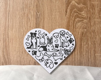Dog Lover Heart Patch – Großer gestickter Aufnäher mit Hunden, Pfoten, Herzen & Knochen, perfekt für Hundeliebhaber, DIY-Projekte