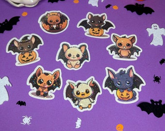 Holografische Halloween Fledermaus Sticker Set | 8 Mystische Aufkleber | Adorable Bat Stickers