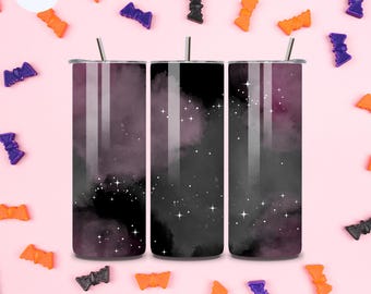 Pink & Black Halloween Tumbler - 20 oz Edelstahlbecher mit gruseligen Mustern, Sublimiert, Spülmaschinenfest, inkl. Strohhalm und Deckel