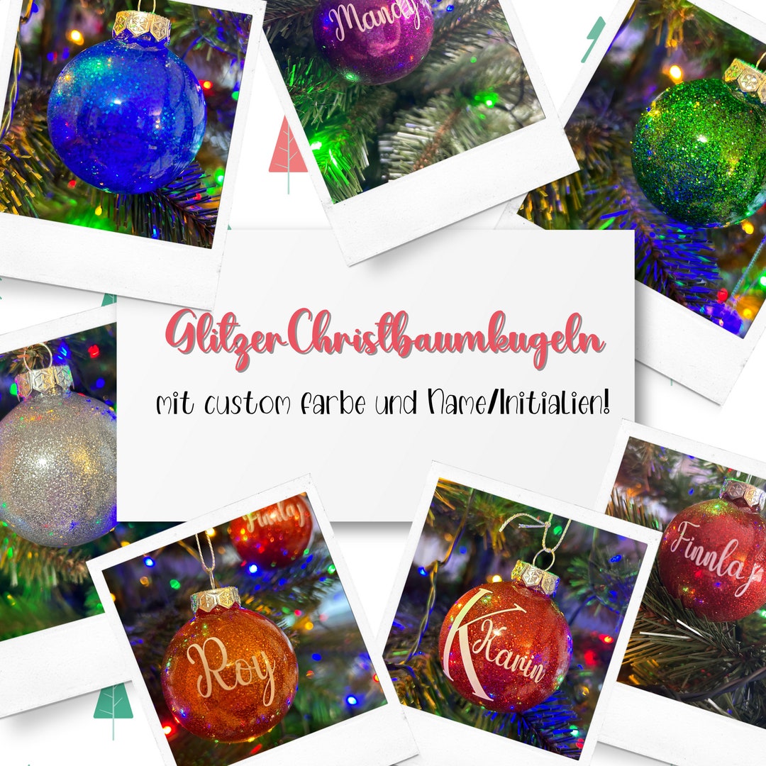 Handgefertigte Glitzerweihnachtskugeln Personalisierbar in Etsy