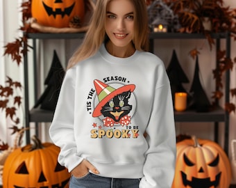 Vintage Halloween Sweatshirt - S-XXL, mit lustigen Sprüchen und Retro-Halloween-Motiven, Unisex Pullover