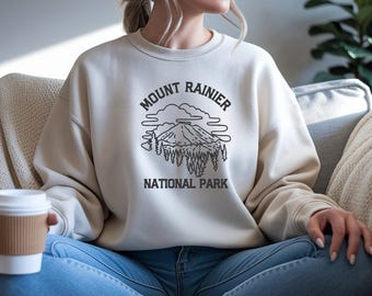 Mount Rainier Nationalpark Sweatshirt, bestickter Gildan 18000 Pullover, Unisex Outdoor Pullover, Naturmotiv Stickerei, Wanderer Geschenk