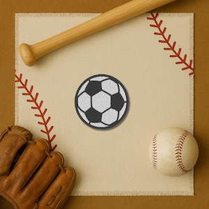 Sport Patch, embroidered football/soccer ball applique, iron or sew-on sports badge