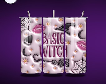 Pink Inflated Halloween Tumbler - 20 oz Edelstahlbecher mit pinken Halloween-Mustern, Sublimiert, Spülmaschinenfest, Strohhalm und Deckel
