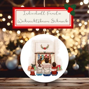 Personalisierte Weihnachtsornamente mit Familienporträt – Custom Familie & Haustiere – Rund, 8 cm – Festliche Deko Geschenkidee