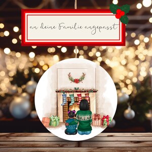 Personalisierte Weihnachtsornamente mit Familienporträt – Custom Familie & Haustiere – Rund, 8 cm – Festliche Deko Geschenkidee