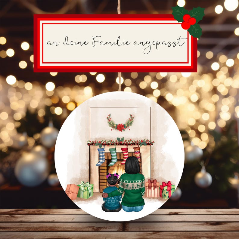 Personalisierte Weihnachtsornamente mit Familienporträt – Custom Familie & Haustiere – Rund, 8 cm – Festliche Deko Geschenkidee