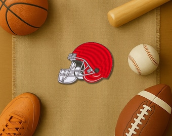 Football Patch – bestickter Aufnäher mit Helm, 7,5 cm breit, Farbe & Nummer personalisierbar, ideal für Teams und Fans