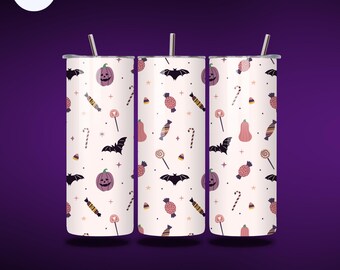 Spooky Halloween Magic Tumbler - 20 oz Edelstahlbecher mit Halloween-Motiven, Sublimiert, Spülmaschinenfest, inkl. Strohhalm und Deckel