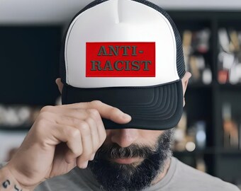 ANTI-RACIST Patch – Rotes Statement Aufnäher gegen Rassismus – 9 cm breit – Bügeln, Aufnähen oder Klett, Gegen Rechts, Punk DIY Aufnäher