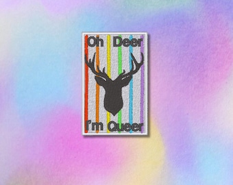Bestickter LGBTQ+ Aufnäher- "Oh Deer, I'm Queer"