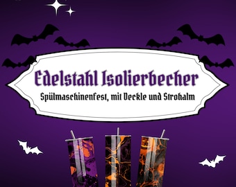 Alcohol Ink Swirl | 590-ml-Edelstahlbecher mit Deckel und Strohhalm | Isolierend | spülmaschinenfest | Eternally Eerie Emporium