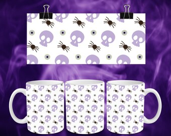 Spooky Pastel Goth Tassen - 11 oz Kaffeetassen mit gruseligen Pastellmustern, Sublimiert und Spülmaschinenfest