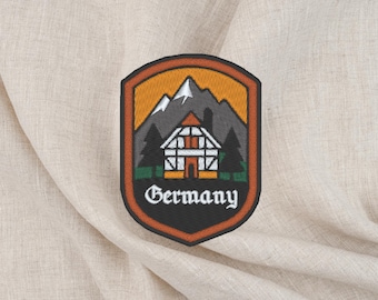 Germany Travel Patch – Embroidered Souvenir Badge, Mountain & House