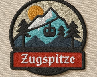 Zugspitze Aufnäher – Gestickter Berg-Patch, Deutschland Souvenir (ca. 8 cm)