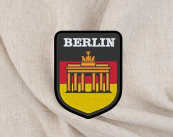 Berlin Aufnäher Brandenburger Tor | 8 cm Stickpatch | Deutschland Patch | Red Black Yellow
