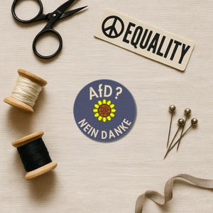 AFD Nein Danke Aufnäher – Runder Stick-Patch gegen Rechts, 8 cm, politischer Protestaufnäher