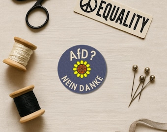 AFD Nein Danke Aufnäher – Runder Stick-Patch gegen Rechts, 8 cm, politischer Protestaufnäher