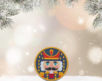 Bestickter Aufnäher „Nussknacker“ – 9 cm rund | Weihnachts-Patch | Bügelpatch, Aufnähbar oder mit Klett