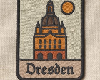 Dresden Aufnäher – Gestickter Patch mit Frauenkirche, Deutschland Souvenir (ca. 8 cm)
