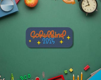 Schulkind 2025 Aufnäher – Bunt & individuell bestickt – Rechteckiger Patch mit Wunschfarben