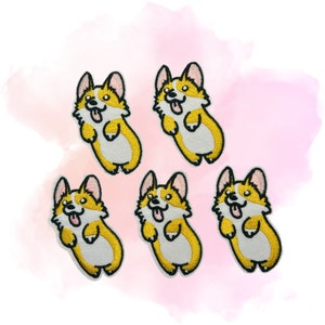 Aufbügel AUFNÄHER, Kreis APPLIQUE, Tote Bag Patches,Maschinengestickter Aufnäher Corgi, Hund, Süß gestickter Patch