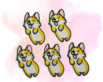 Aufbügel AUFNÄHER, Kreis APPLIQUE, Tote Bag Patches,Maschinengestickter Aufnäher Corgi, Hund, Süß gestickter Patch