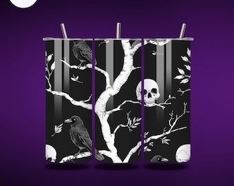 Gothic Pattern Tumbler - 20 oz Edelstahlbecher mit gotischen Mustern, Sublimiert, Spülmaschinenfest, inkl. Strohhalm und Deckel