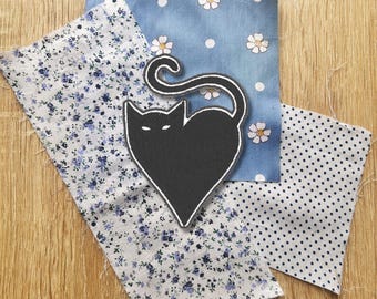 Heart Cat Patch – Gestickter Aufnäher mit stilvollem Katzen- und Herz-Design, 7,5 cm hoch, anpassbare Farben, ideal für Katzenliebhaber