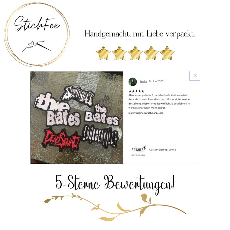 Gesticktes Bügelmotiv, personalisierter Patch, Applikation, eigenes Design, zum Aufbügeln, Aufnäher Bild 6