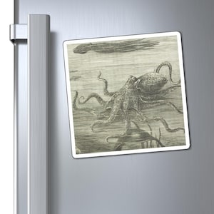 Octopus (1880) Magnets (3 Sizes) Refrigerator/Nautical/Ocean/Cephalopod/Steampunk/Animal/Vintage/Illustration/Monster/Sea/Verne/Art