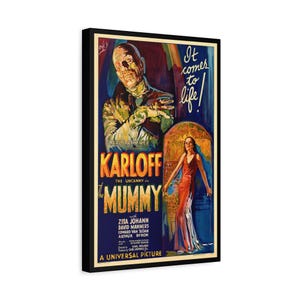 The Mummy (1932) Vintage Movie Poster Stretched Matte Canvas/karloff ...