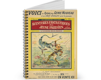 Aventures Fantastiques Spiral Notebook - Ruled Line Steampunk/Deep Sea Diver/Literary/Science Fiction/Vintage/School/Student/Art