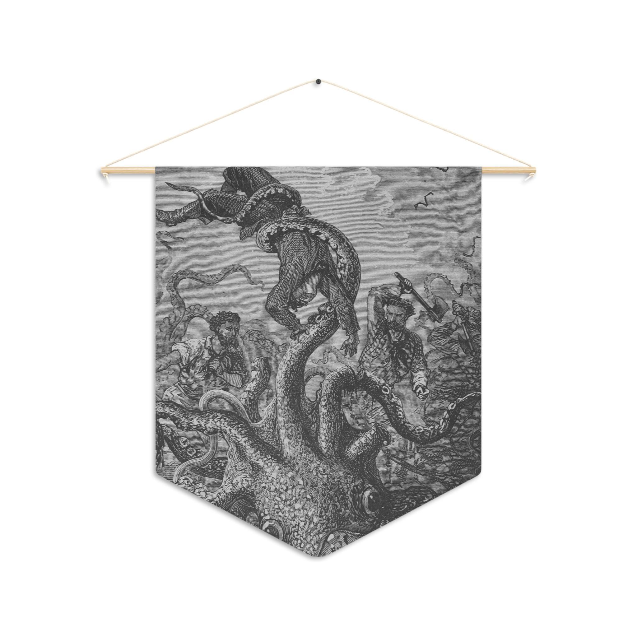 Giant Squid Attack the Nautilus Pennant Literary/cephalopod/jules Verne ...