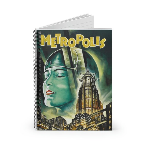 Metropolis Poster Spiral Notebook - Ruled Line Movie/Film/Cinema/Classic/Silent/Writer/Student/School/Art/Vintage/Gift/Hollywood