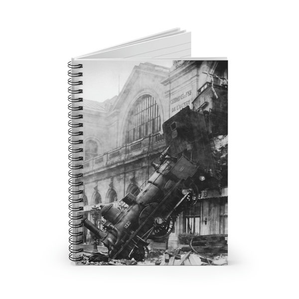 Train Wreck at Montparnasse Spiral Notebook - Ruled Line Locomotive/Vintage/Steampunk/School/Student/Train/Photo/Gift/Disaster