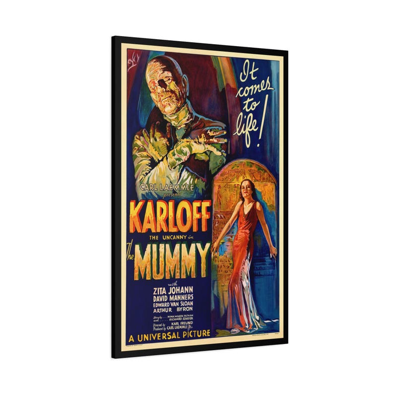 The Mummy (1932) Vintage Movie Poster Stretched Matte Canvas/karloff ...