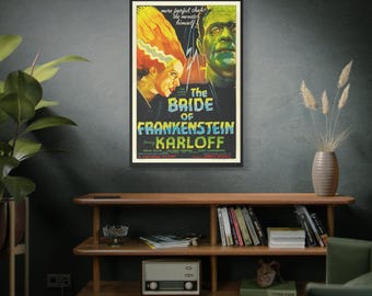 Bride of Frankenstein (1935) Vintage Movie Poster Stretched Matte Canvas Horror/Film/Hollywood/Universal/Cinema/Monster/Gift/Gothic