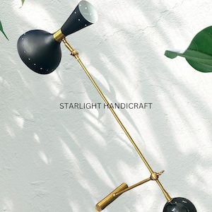 Mid Century Stilnovo Table Lamp: Handmade Italian Brass Desk Light