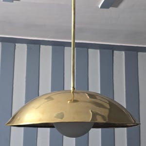 Aldorno Flushmount Pendant Light- Raw Brass Pendant Light-Mid Century Modern Lamp