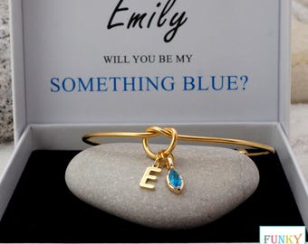 Something Blue Bracelet, Will You Be My Something Blue Personalised Bridesmaid Proposal Gift