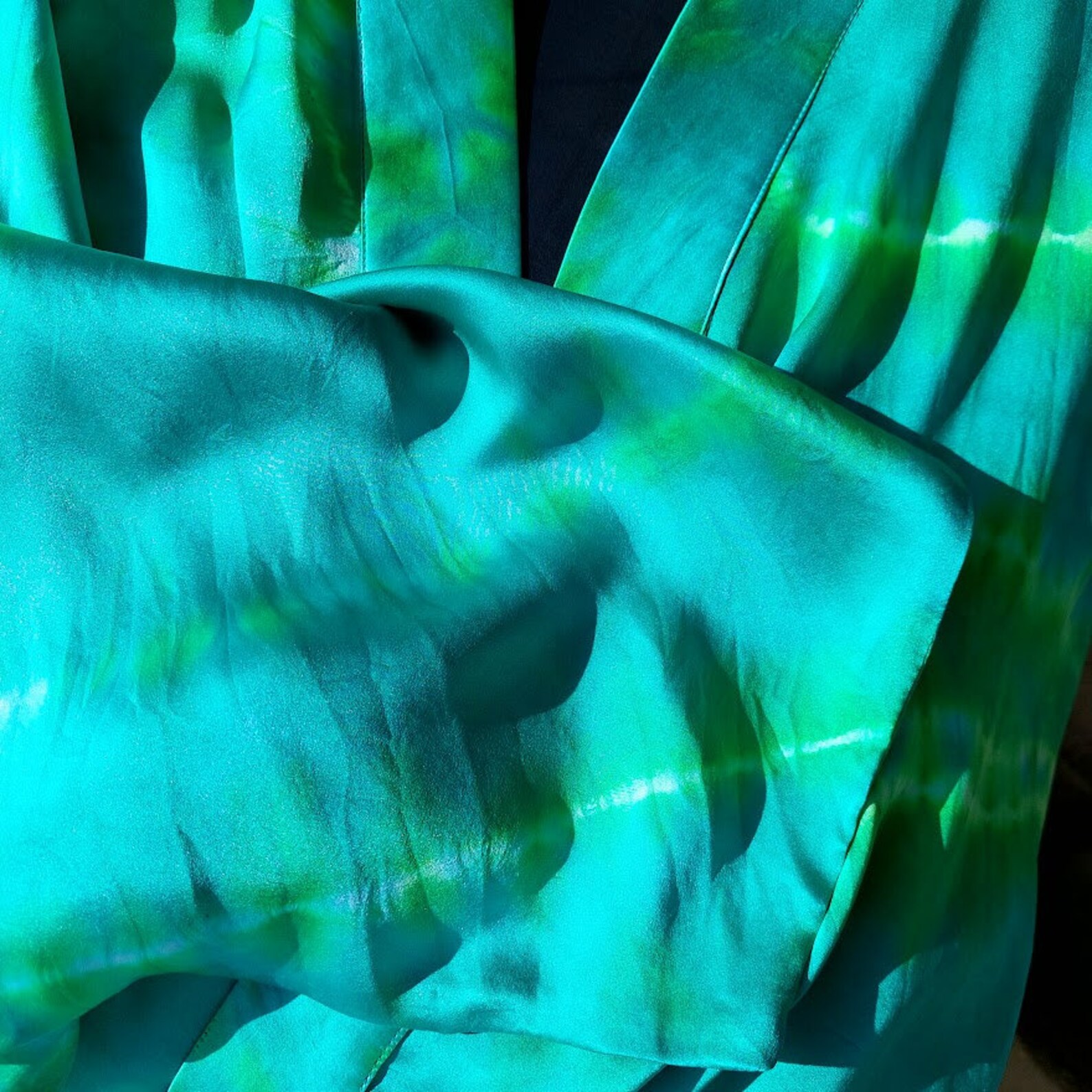 Bright Green Short Kimono Robe Hand Made Tie Dye Haori Jacket Shibori ...