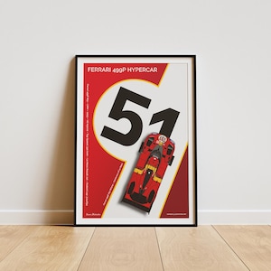 Ferrari 499P #51 Poster - Le Mans Hypercar Digital Wall Art, Le Mans 2023 Centenary Winner, WEC Poster, Ferrari Art Print - Digital Download