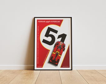 Ferrari 499P Car-toon - 2023 Le Mans winner - Etsy 日本