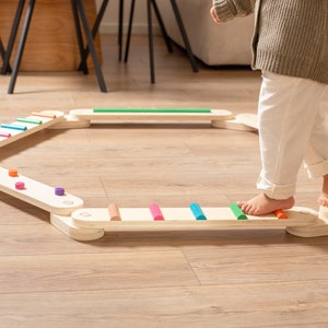 Schwebebalken Doppelseitig für Kinder-Balance Balken Kleinkind-Balance Balken 6er Set- Indoor Sensorische Schwebebalken-Balance Balken Fuß-Montessori Balken