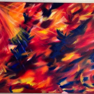 Bold abstract oil painting “A Ray of Sunshine”, 50x40 cm, 2022
