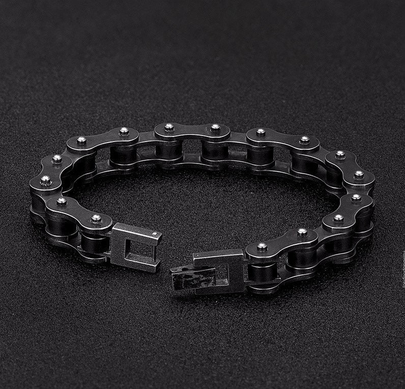 Motorcycle Chain Bracelet Triple Chain Silver Black B64, 60% OFF
