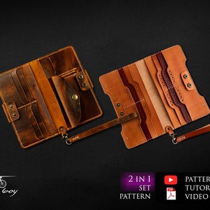 Patrón clutch de cuero - Patrón billetera de cuero - plantilla de cuero - patrones de billetera larga de cuero